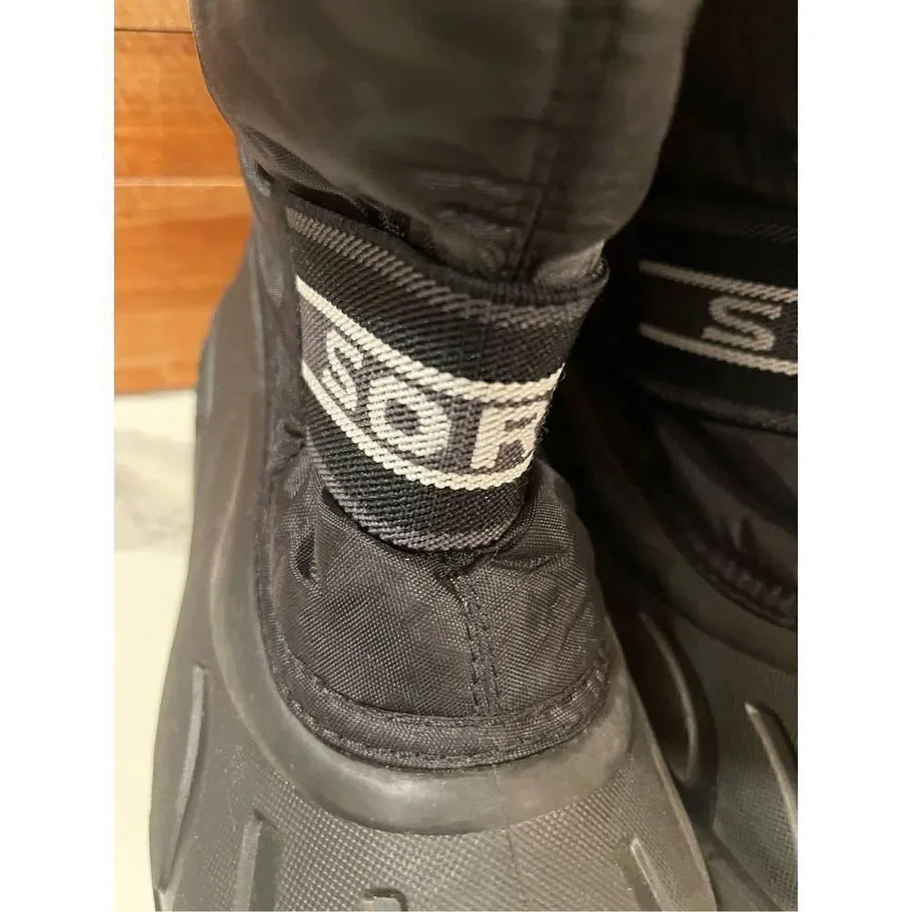 Sorel Youth Unisex Cub Black Insulated Winter Boot Sz 3 Snow